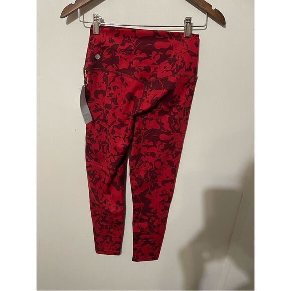 Zella Studio Lite Flex High Waist 7/8 Leggings Burgundy London Roisin Camo Small - Picture 4 of 6